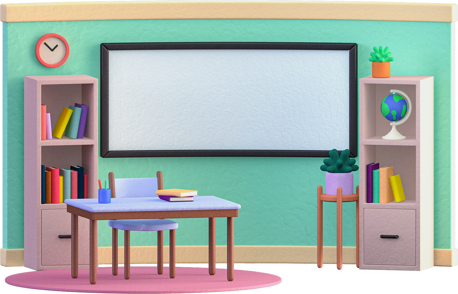 3D Teacher And Student Laboratory Scene